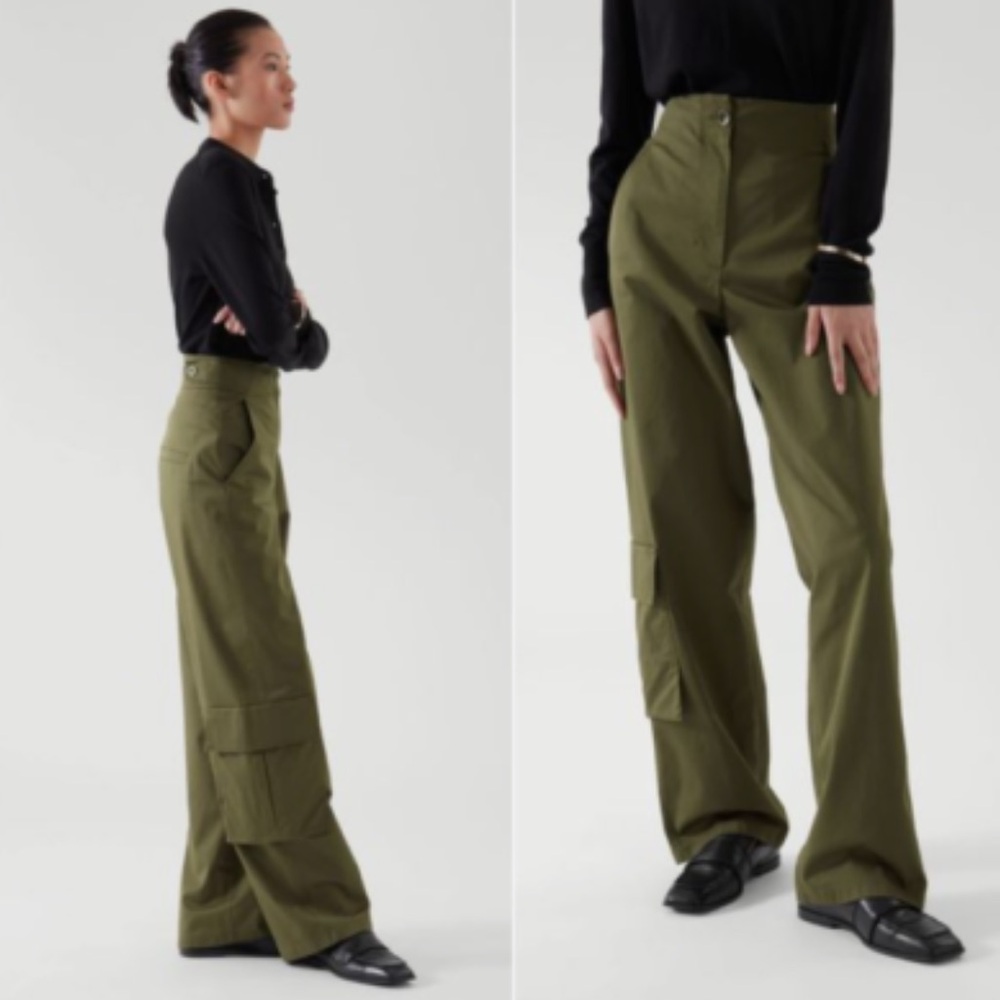 COS Olive Wide Leg Pants